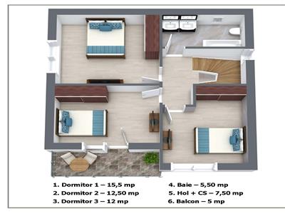 Casa individuala cu 4 camere 2 bai si balcon in zona Selimbar