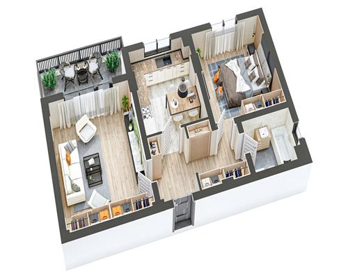 Apartament nou 60 mp cu 2 camere si balcon  in Ciresica