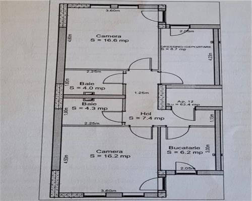 Apartament 2 camere decomandat 63 mp pe strada Stefan cel Mare